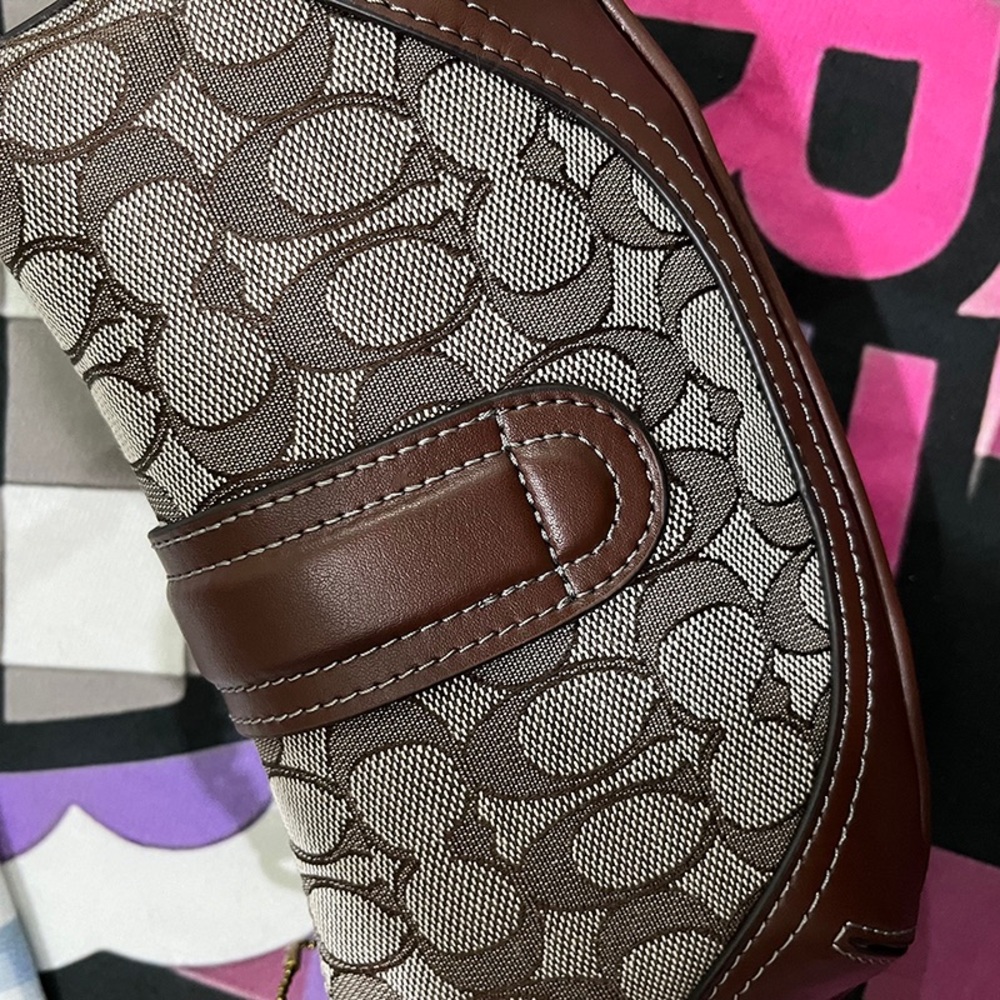 Coach Brown Signature Canvas Saddle Crossbody with Gold Hardware - Picture 9 of 11